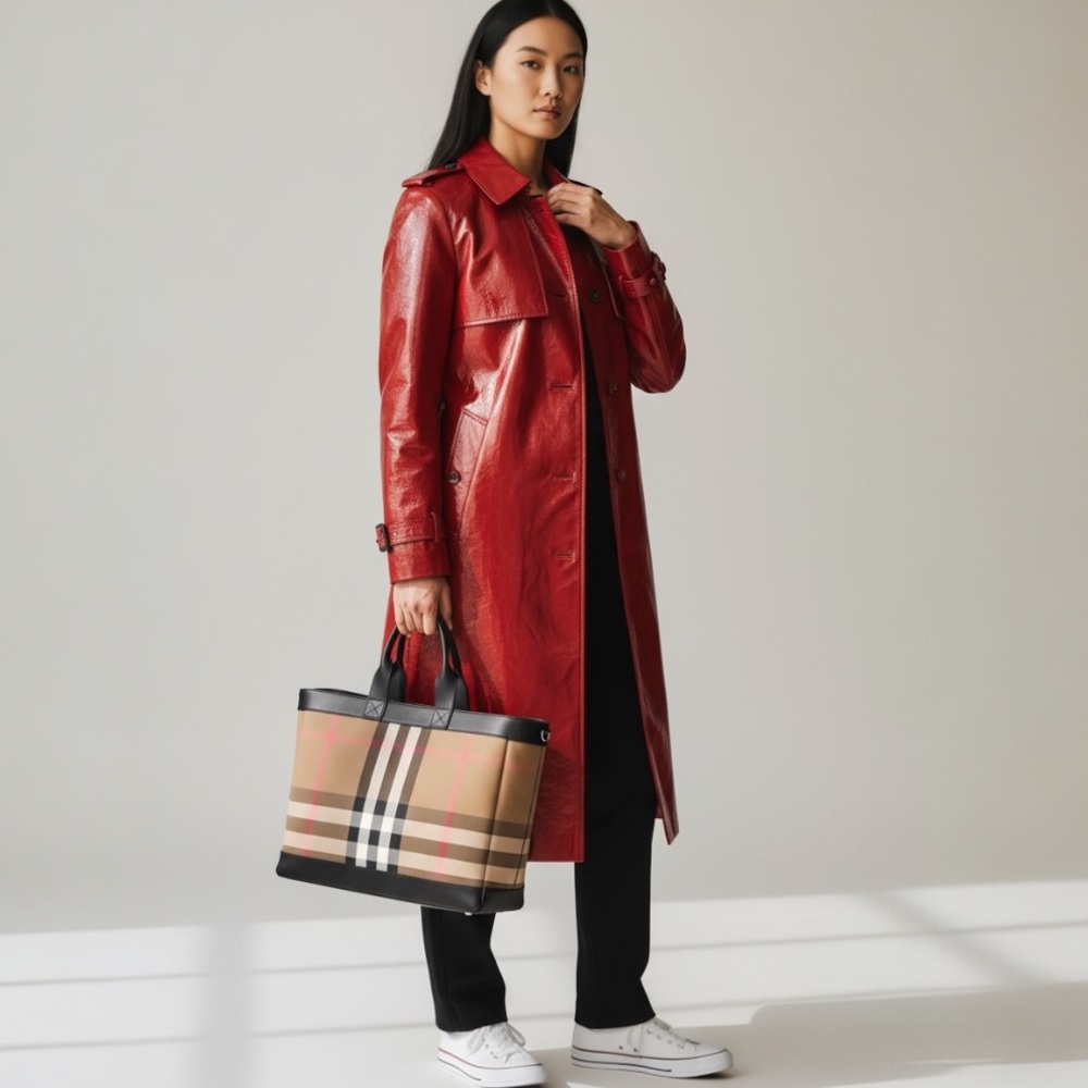 Burberry Extra Large Tan and Black travel Duffle Bag NWT